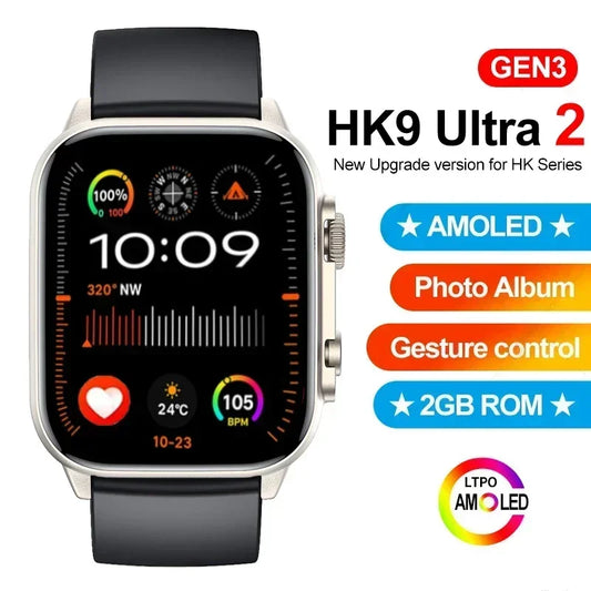 AMOLED HK9 Ultra 2 Smartwatch 2GB 2023 Watch relogios inteligente ChatGPT NFC Smart Watch For Men Compass PK Hello Watch 3 Plus